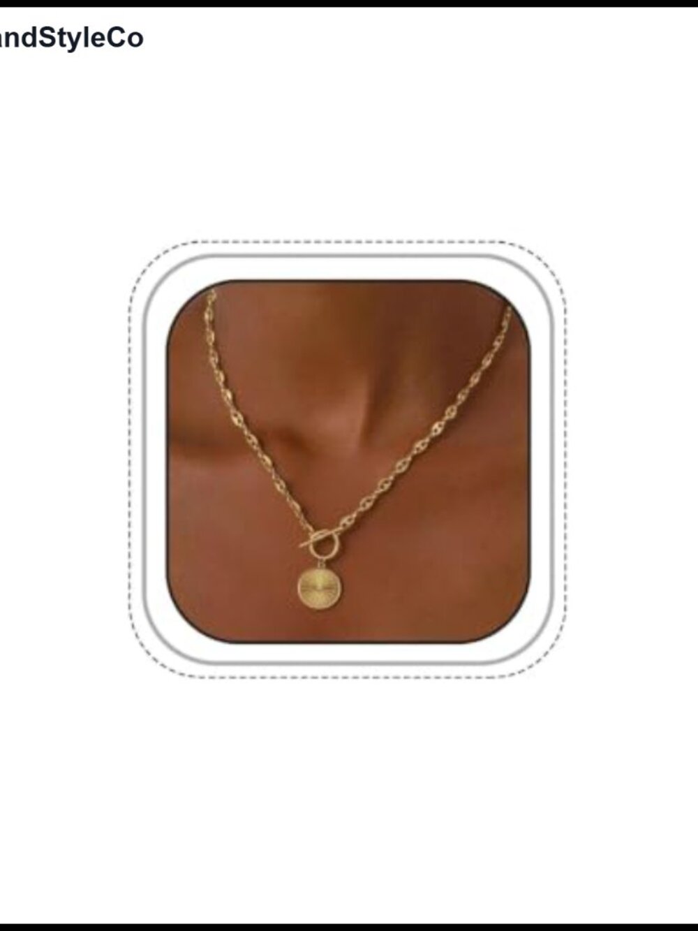 Gold Sunburst Coin Pendant Necklace Women Mariner Link Toggle